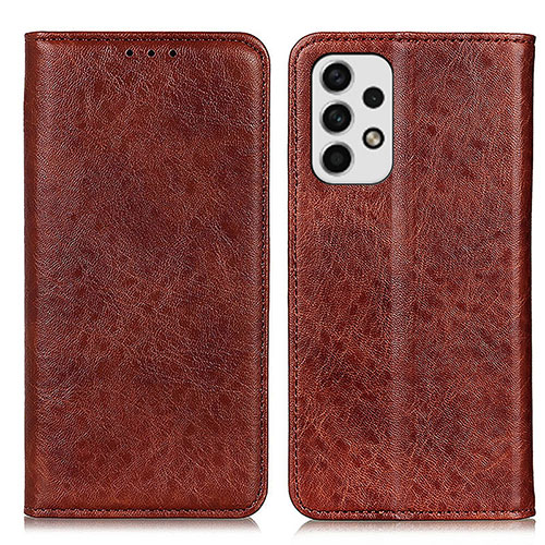 Leather Case Stands Flip Cover Holder K01Z for Samsung Galaxy A23 5G Brown