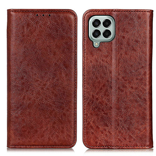 Leather Case Stands Flip Cover Holder K01Z for Samsung Galaxy M33 5G Brown