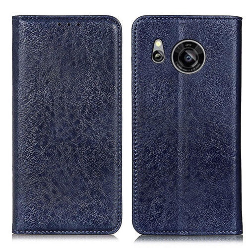 Leather Case Stands Flip Cover Holder K01Z for Sharp Aquos Sense7 Blue