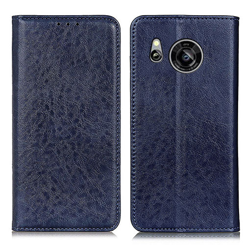 Leather Case Stands Flip Cover Holder K01Z for Sharp Aquos Sense8 Blue