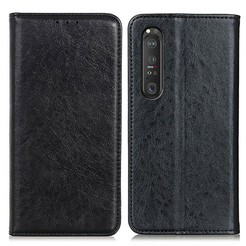 Leather Case Stands Flip Cover Holder K01Z for Sony Xperia 1 III Black