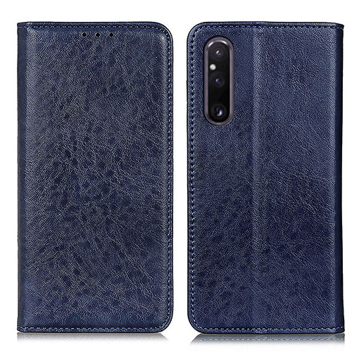 Leather Case Stands Flip Cover Holder K01Z for Sony Xperia 1 V Blue