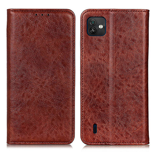 Leather Case Stands Flip Cover Holder K01Z for Wiko Y82 Brown