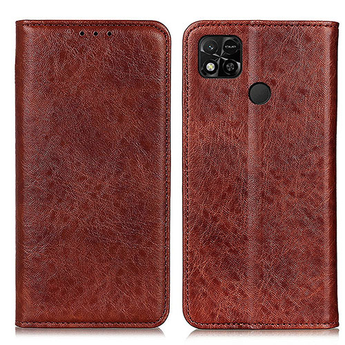 Leather Case Stands Flip Cover Holder K01Z for Xiaomi POCO C31 Brown