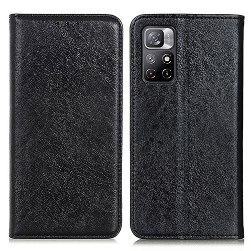 Leather Case Stands Flip Cover Holder K01Z for Xiaomi Poco M4 Pro 5G Black