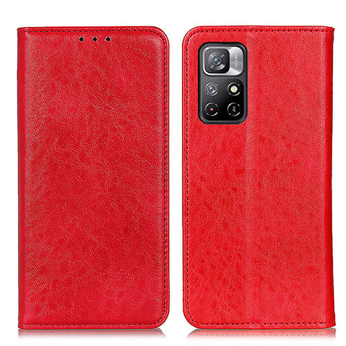 Leather Case Stands Flip Cover Holder K01Z for Xiaomi Poco M4 Pro 5G Red