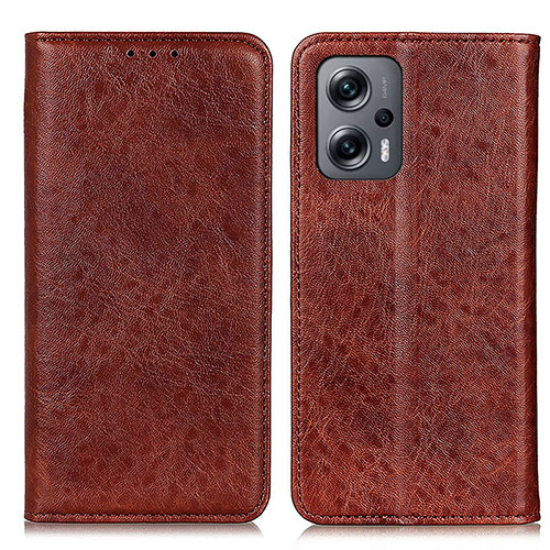 Leather Case Stands Flip Cover Holder K01Z for Xiaomi Poco X4 GT 5G Brown