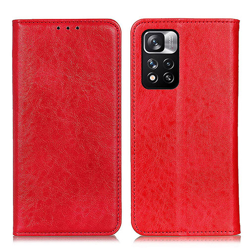 Leather Case Stands Flip Cover Holder K01Z for Xiaomi Poco X4 NFC Red