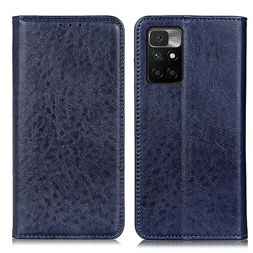 Leather Case Stands Flip Cover Holder K01Z for Xiaomi Redmi 10 4G Blue