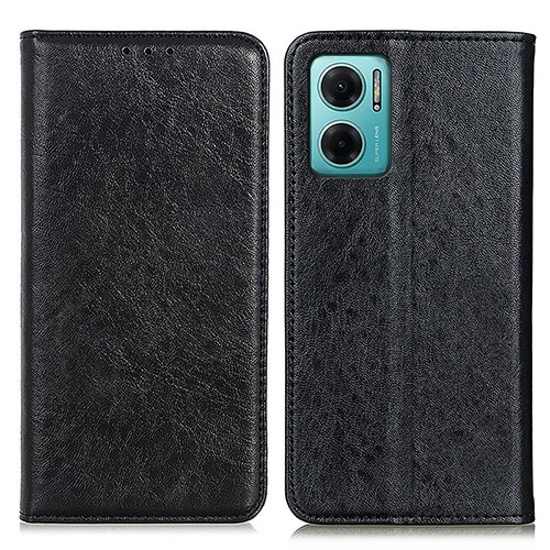 Leather Case Stands Flip Cover Holder K01Z for Xiaomi Redmi 10 5G Black