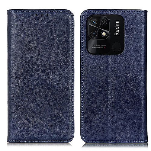 Leather Case Stands Flip Cover Holder K01Z for Xiaomi Redmi 10 India Blue