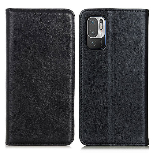 Leather Case Stands Flip Cover Holder K01Z for Xiaomi Redmi Note 10 5G Black