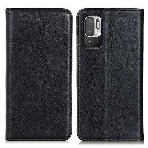 Leather Case Stands Flip Cover Holder K01Z for Xiaomi Redmi Note 10T 5G Black