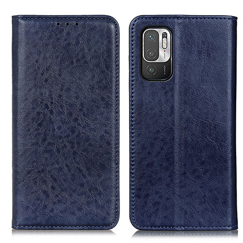 Leather Case Stands Flip Cover Holder K01Z for Xiaomi Redmi Note 10T 5G Blue