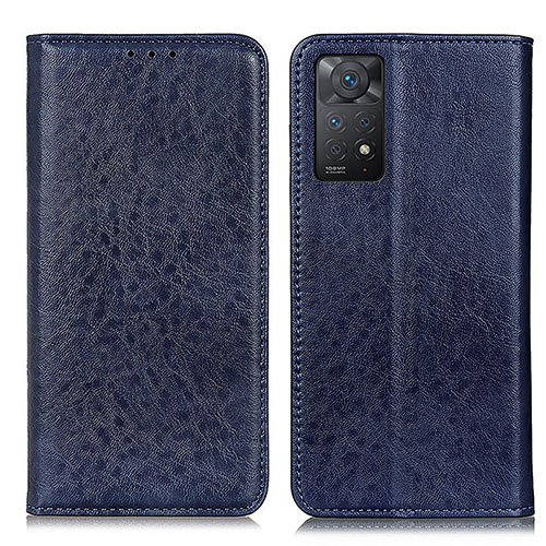 Leather Case Stands Flip Cover Holder K01Z for Xiaomi Redmi Note 11 Pro 4G Blue