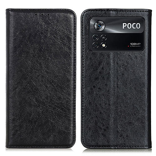 Leather Case Stands Flip Cover Holder K01Z for Xiaomi Redmi Note 11E Pro 5G Black