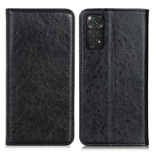 Leather Case Stands Flip Cover Holder K01Z for Xiaomi Redmi Note 11S 4G Black