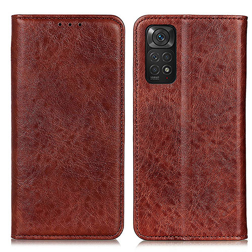 Leather Case Stands Flip Cover Holder K01Z for Xiaomi Redmi Note 11S 4G Brown