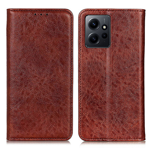 Leather Case Stands Flip Cover Holder K01Z for Xiaomi Redmi Note 12 4G Brown