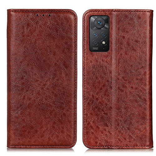 Leather Case Stands Flip Cover Holder K01Z for Xiaomi Redmi Note 12 Pro 4G Brown