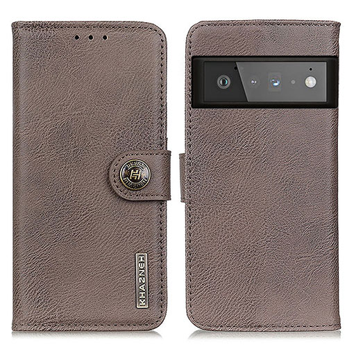 Leather Case Stands Flip Cover Holder K02Z for Google Pixel 6 Pro 5G Gray