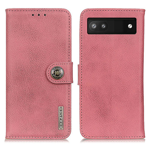Leather Case Stands Flip Cover Holder K02Z for Google Pixel 7a 5G Pink