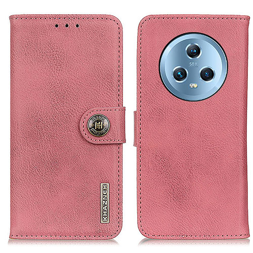 Leather Case Stands Flip Cover Holder K02Z for Huawei Honor Magic5 5G Pink