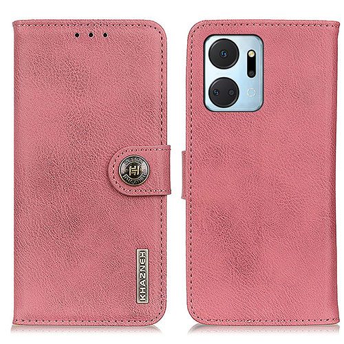 Leather Case Stands Flip Cover Holder K02Z for Huawei Honor X7a Pink