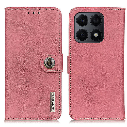 Leather Case Stands Flip Cover Holder K02Z for Huawei Honor X8a 4G Pink