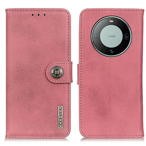 Leather Case Stands Flip Cover Holder K02Z for Huawei Mate 60 Pro Pink