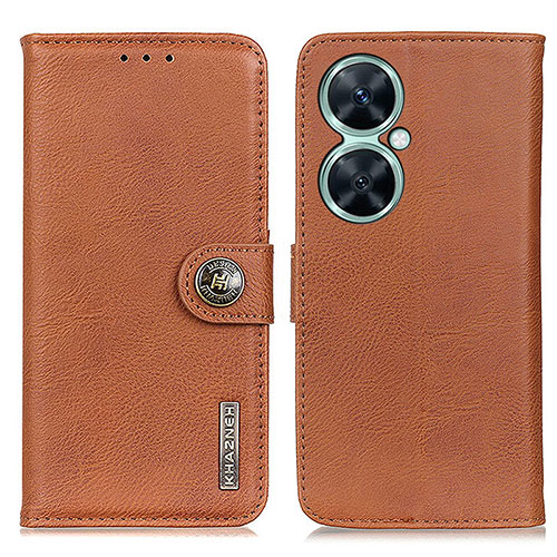 Leather Case Stands Flip Cover Holder K02Z for Huawei Nova 11i Brown