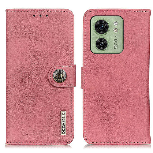 Leather Case Stands Flip Cover Holder K02Z for Motorola Moto Edge (2023) 5G Pink
