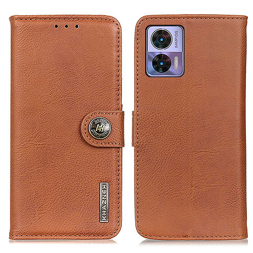 Leather Case Stands Flip Cover Holder K02Z for Motorola Moto Edge 30 Lite 5G Brown