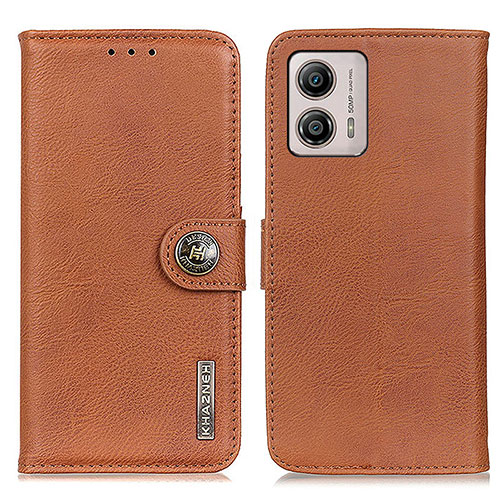 Leather Case Stands Flip Cover Holder K02Z for Motorola Moto G53j 5G Brown