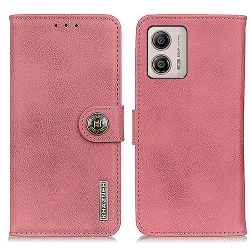 Leather Case Stands Flip Cover Holder K02Z for Motorola Moto G53y 5G Pink