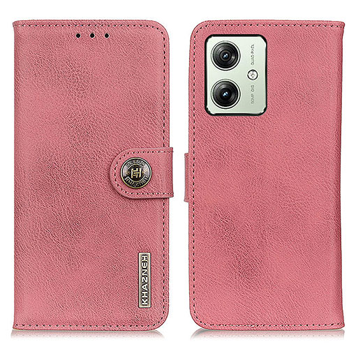 Leather Case Stands Flip Cover Holder K02Z for Motorola Moto G54 5G Pink