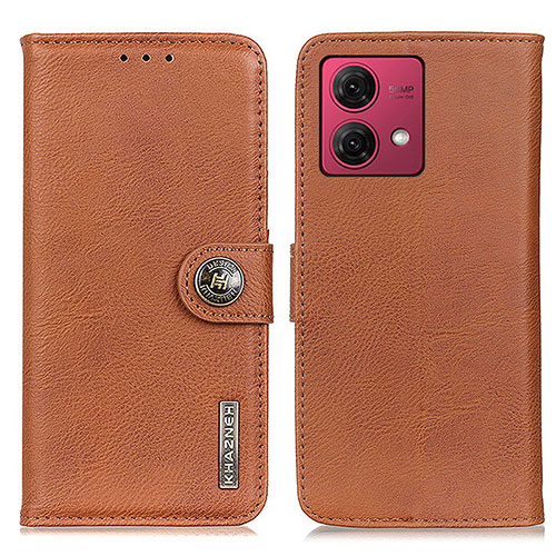 Leather Case Stands Flip Cover Holder K02Z for Motorola Moto G84 5G Brown