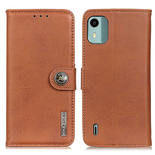 Leather Case Stands Flip Cover Holder K02Z for Nokia C12 Brown