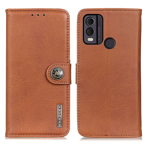 Leather Case Stands Flip Cover Holder K02Z for Nokia C22 Brown