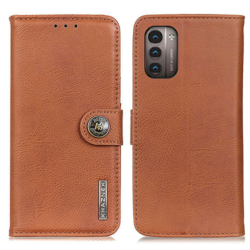 Leather Case Stands Flip Cover Holder K02Z for Nokia G21 Brown