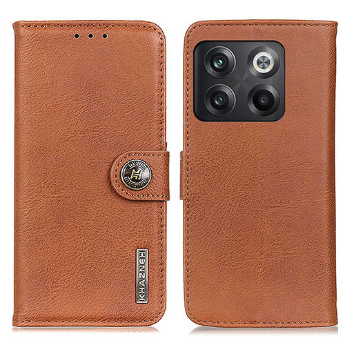 Leather Case Stands Flip Cover Holder K02Z for OnePlus 10T 5G Brown