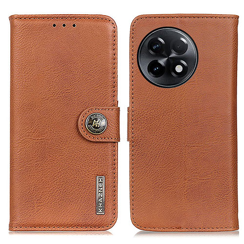 Leather Case Stands Flip Cover Holder K02Z for OnePlus Ace 2 5G Brown