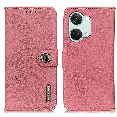 Leather Case Stands Flip Cover Holder K02Z for OnePlus Ace 2V 5G Pink