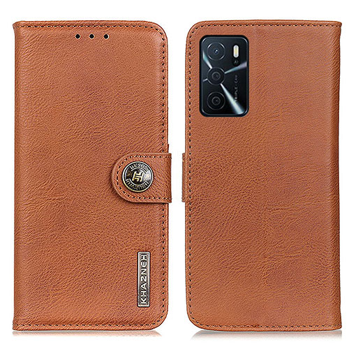 Leather Case Stands Flip Cover Holder K02Z for Oppo A16s Brown