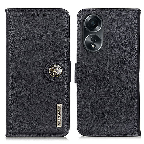 Leather Case Stands Flip Cover Holder K02Z for Oppo A18 Black
