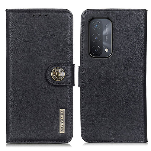 Leather Case Stands Flip Cover Holder K02Z for Oppo A74 5G Black
