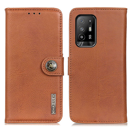 Leather Case Stands Flip Cover Holder K02Z for Oppo F19 Pro+ Plus 5G Brown