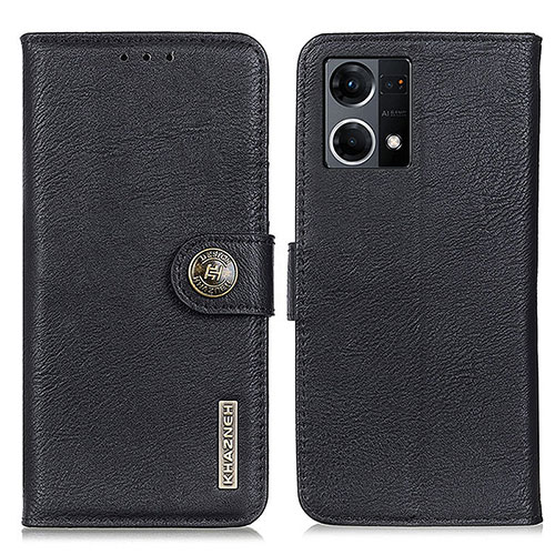 Leather Case Stands Flip Cover Holder K02Z for Oppo Reno7 4G Black