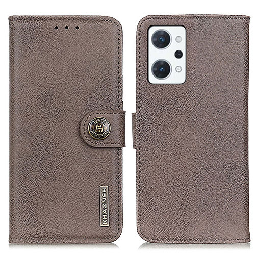 Leather Case Stands Flip Cover Holder K02Z for Oppo Reno7 A Gray