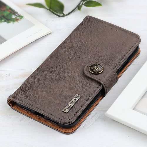 Leather Case Stands Flip Cover Holder K02Z for Samsung Galaxy A23 5G SC-56C Gray